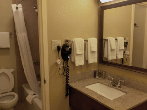 Blick ins Badezimmer- Hotel Rosen Inn Closest to Universal - Orlando