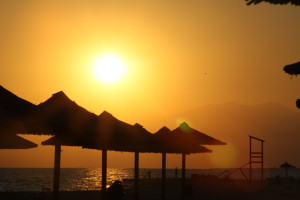 Sonnenuntergang am Strand von Keramoti