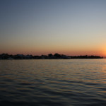 Sonnenuntergang im Hafen von Keramoti